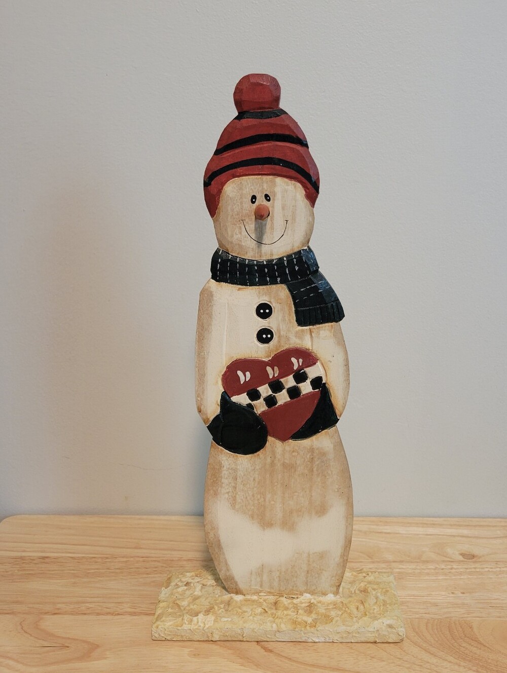 Wooden Red Hat Snowman Holiday Decor